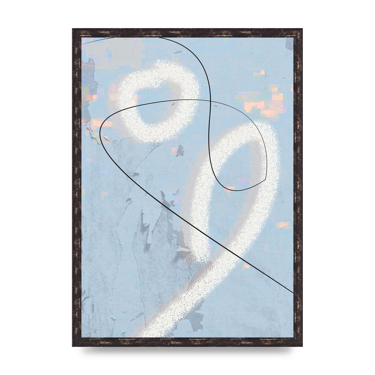 Distressed Abstract Line Wall Art - A2 framed