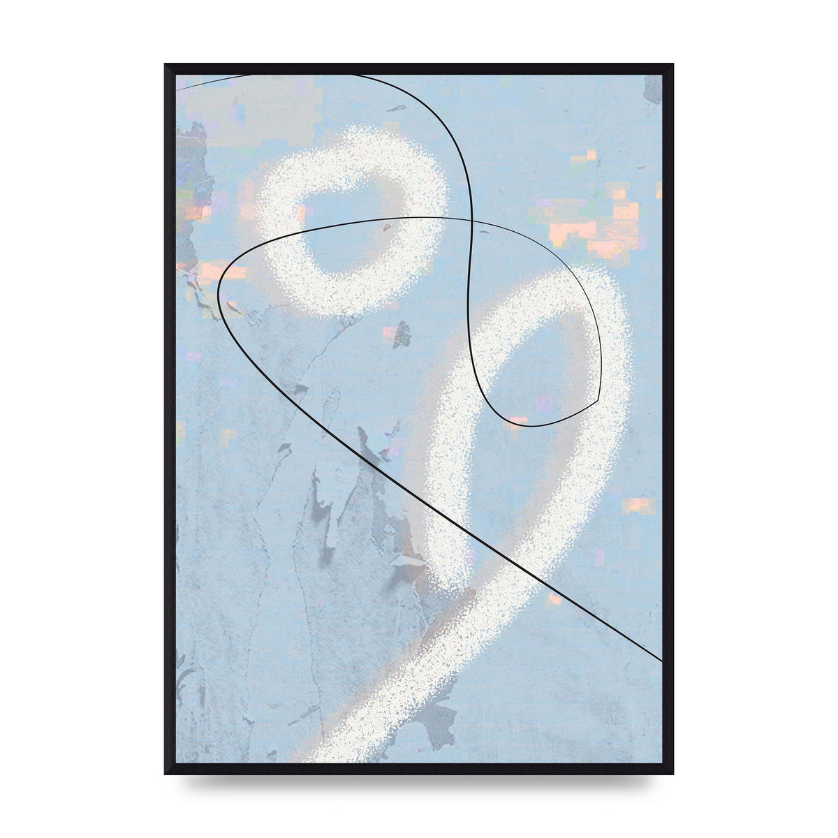 Distressed Abstract Line Wall Art - A2 framed