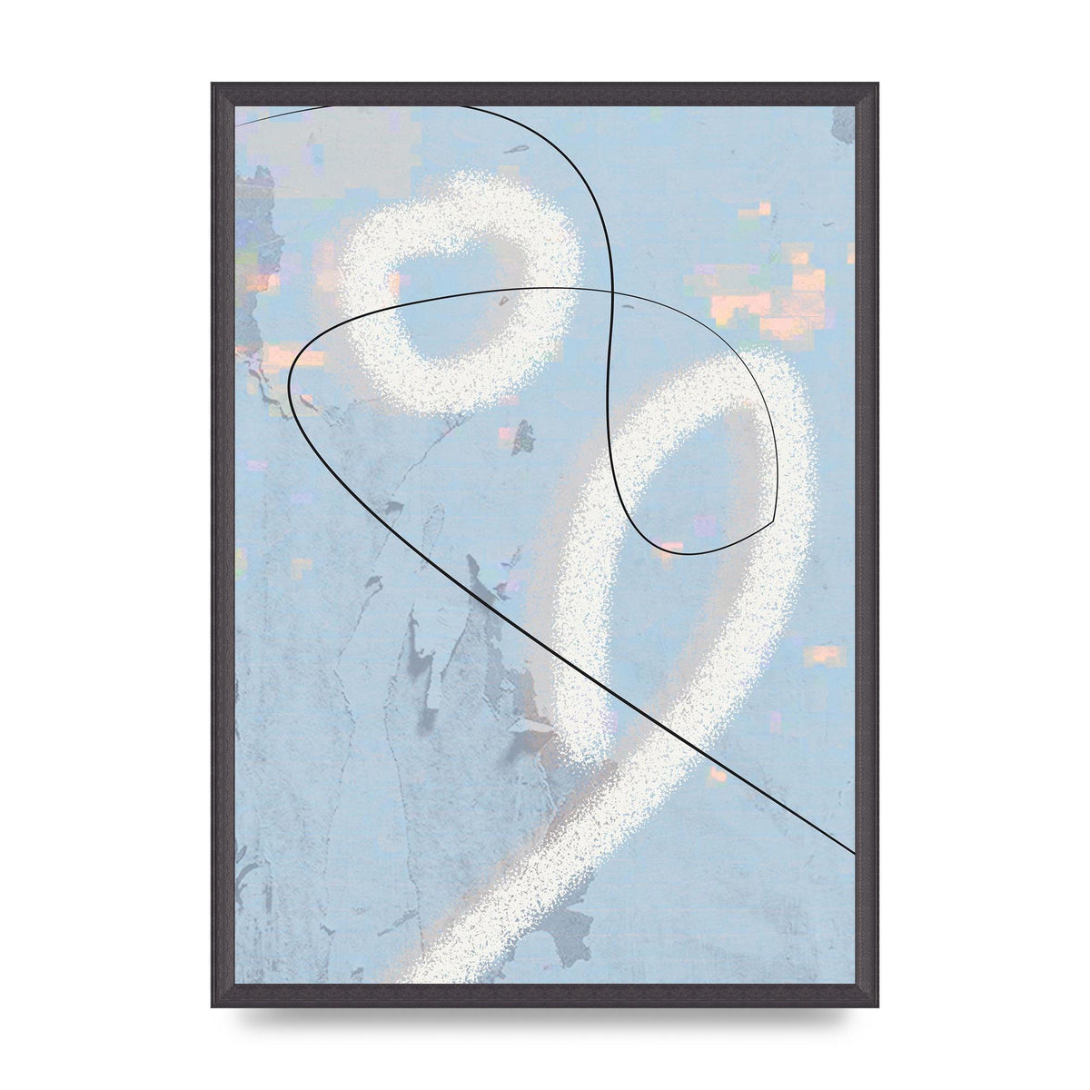 Distressed Abstract Line Wall Art - A2 framed
