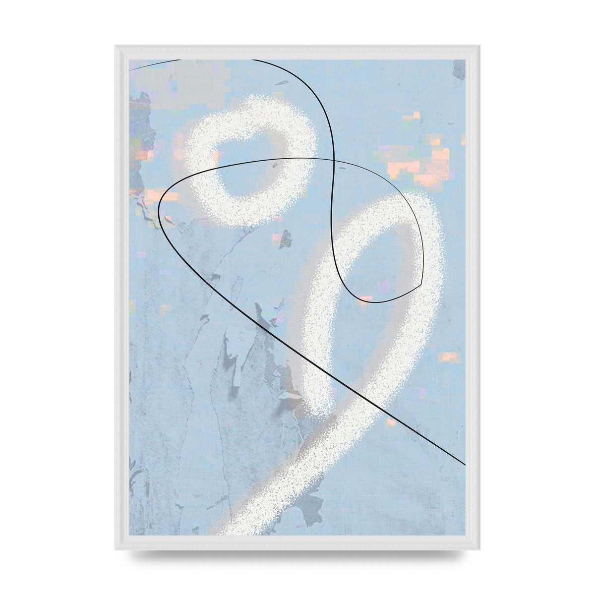 Distressed Abstract Line Wall Art - A2 framed