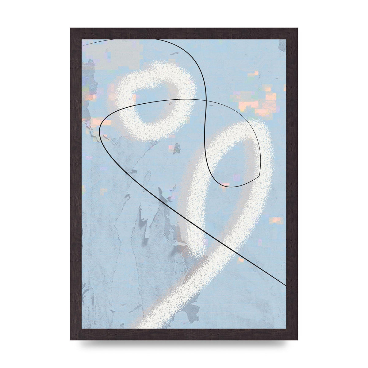 Distressed Abstract Line Wall Art - A3 framed