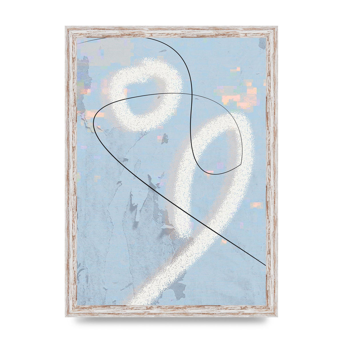 Distressed Abstract Line Wall Art - A3 framed