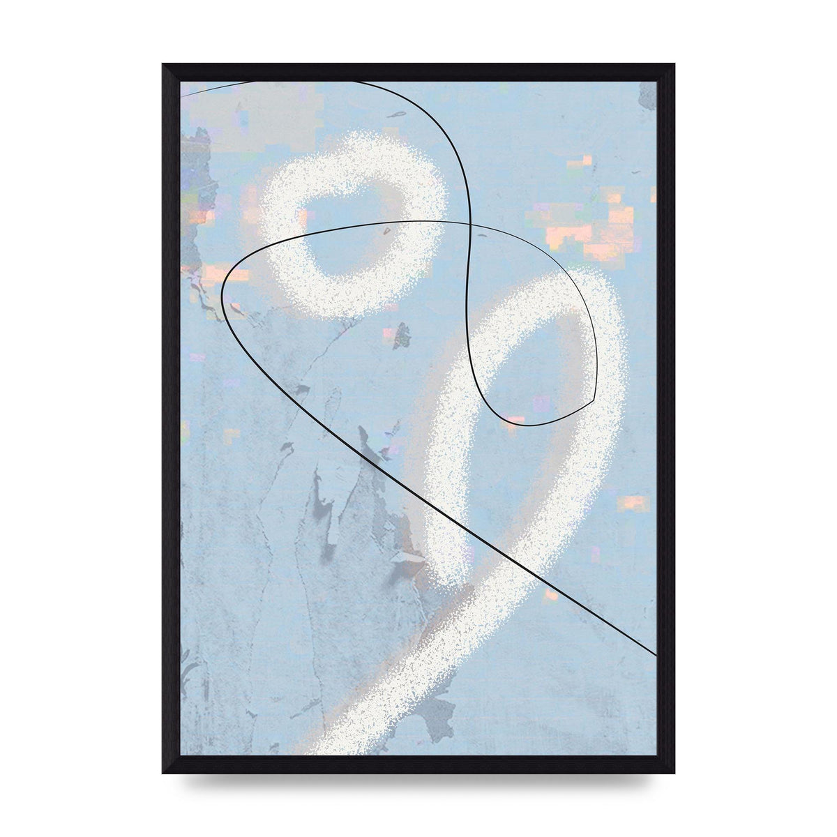 Distressed Abstract Line Wall Art - A3 framed