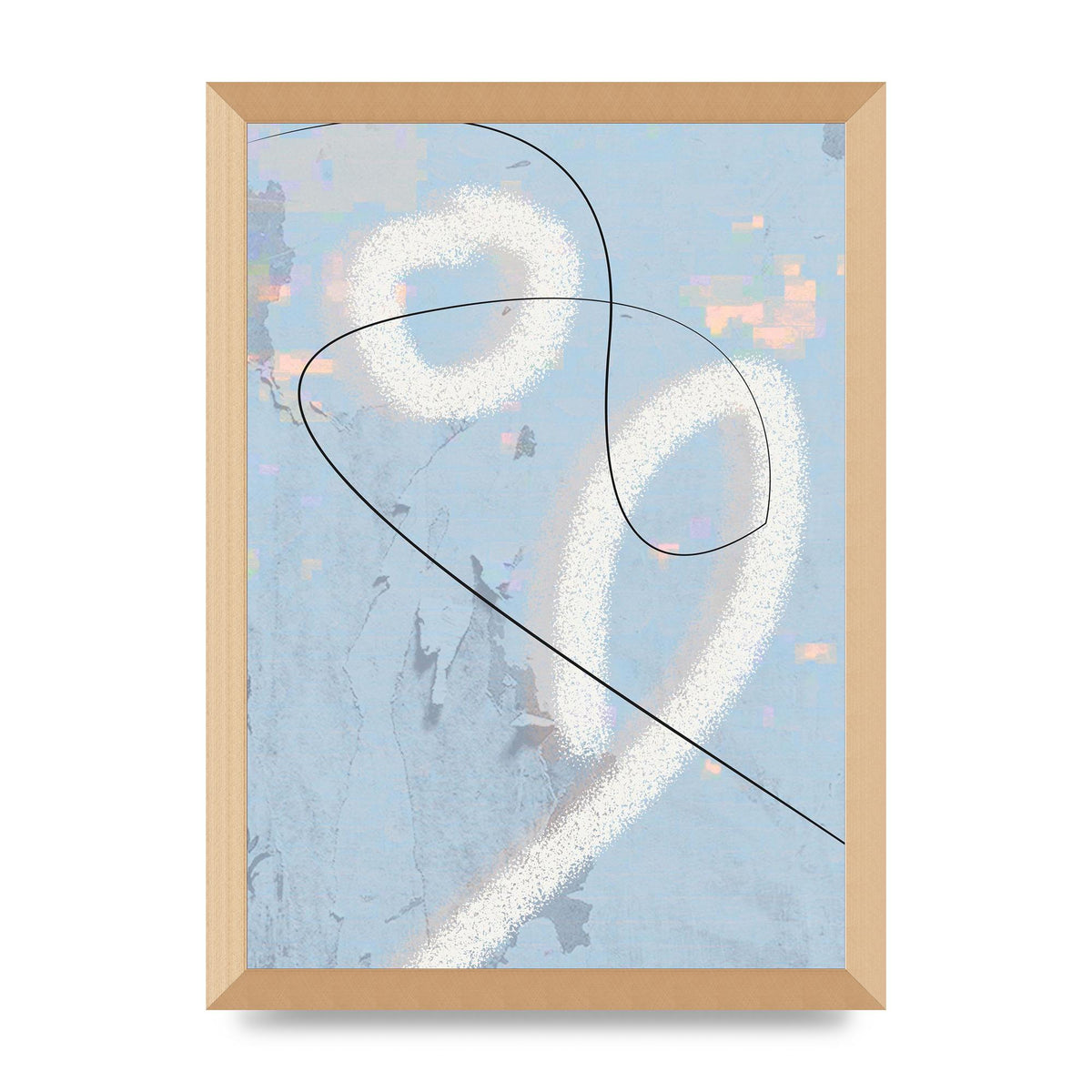 Distressed Abstract Line Wall Art - A3 framed