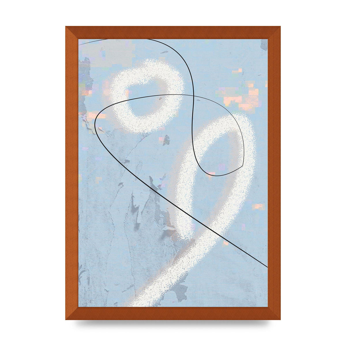 Distressed Abstract Line Wall Art - A3 framed