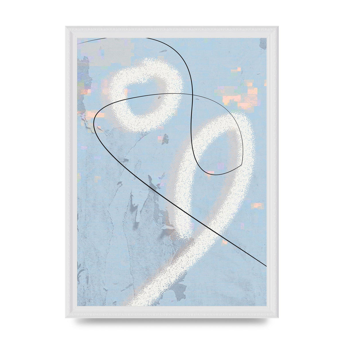 Distressed Abstract Line Wall Art - A3 framed