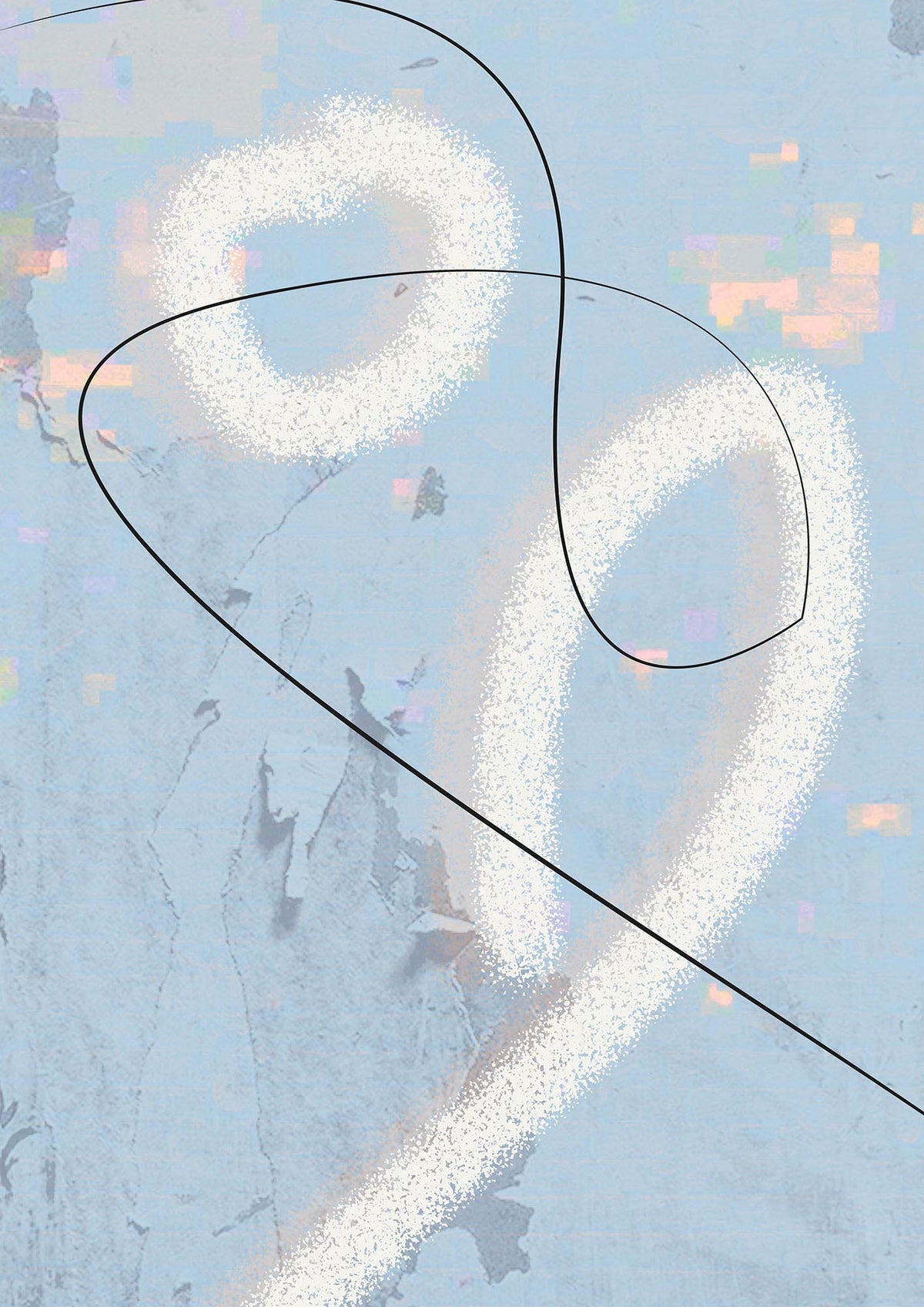 Distressed Abstract Line Wall Art - detail