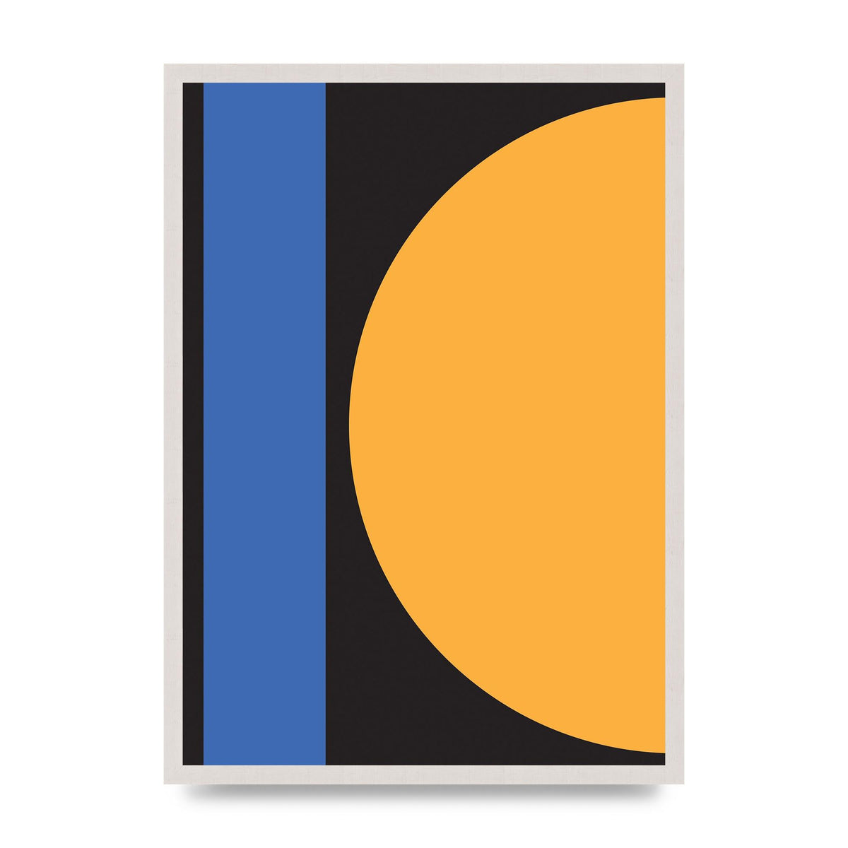 Black Abstract Shapes Three print in an A2 white saw cut grain frame