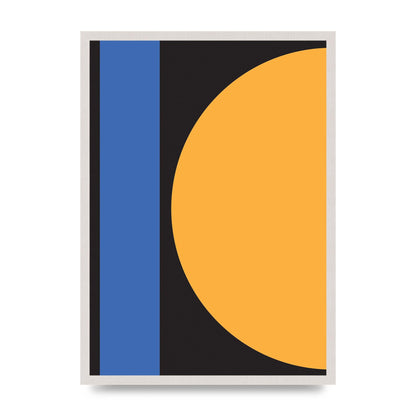 Black Abstract Shapes Three print in an A2 white saw cut grain frame