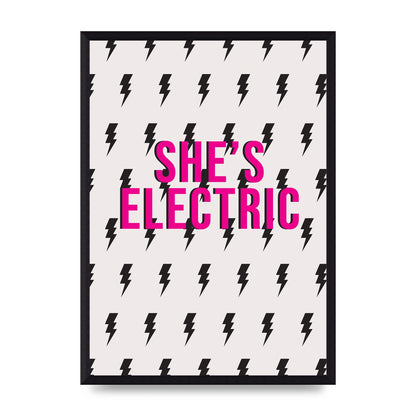 Shes Electric Pattern Wall Art - A3 framed