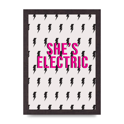 Shes Electric Pattern Wall Art - A4 framed