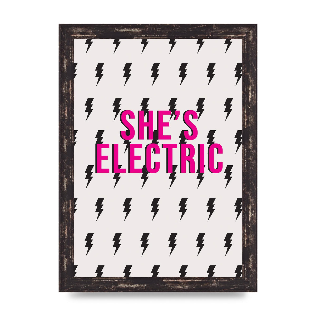 Shes Electric Pattern Wall Art - A4 framed