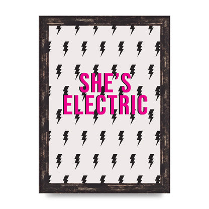Shes Electric Pattern Wall Art - A4 framed