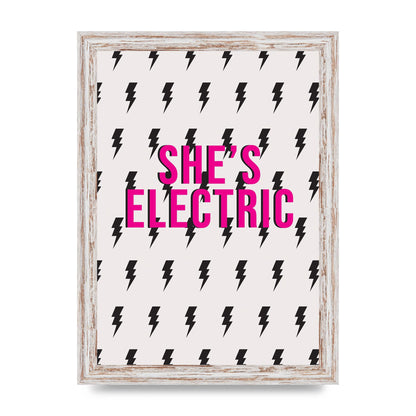 Shes Electric Pattern Wall Art - A4 framed