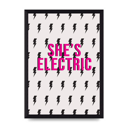 Shes Electric Pattern Wall Art - A4 framed