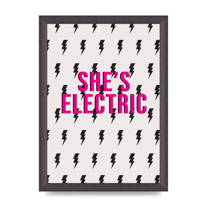 Shes Electric Pattern Wall Art - A4 framed
