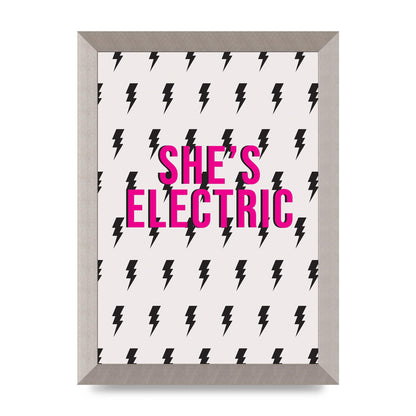 Shes Electric Pattern Wall Art - A4 framed
