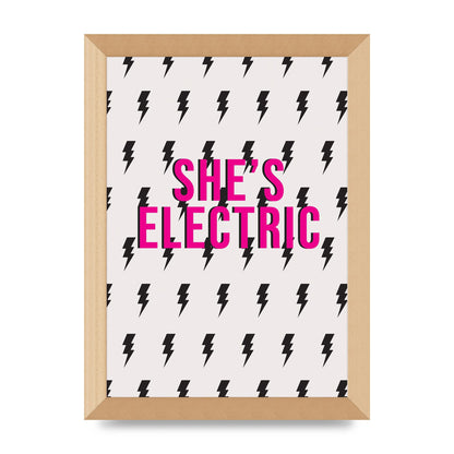 Shes Electric Pattern Wall Art - A4 framed