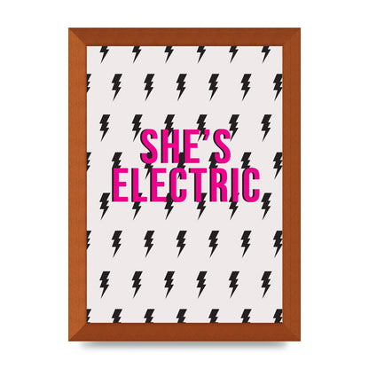 Shes Electric Pattern Wall Art - A4 framed