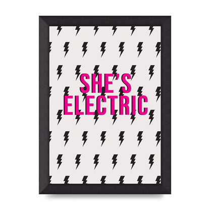 Shes Electric Pattern Wall Art - A4 framed