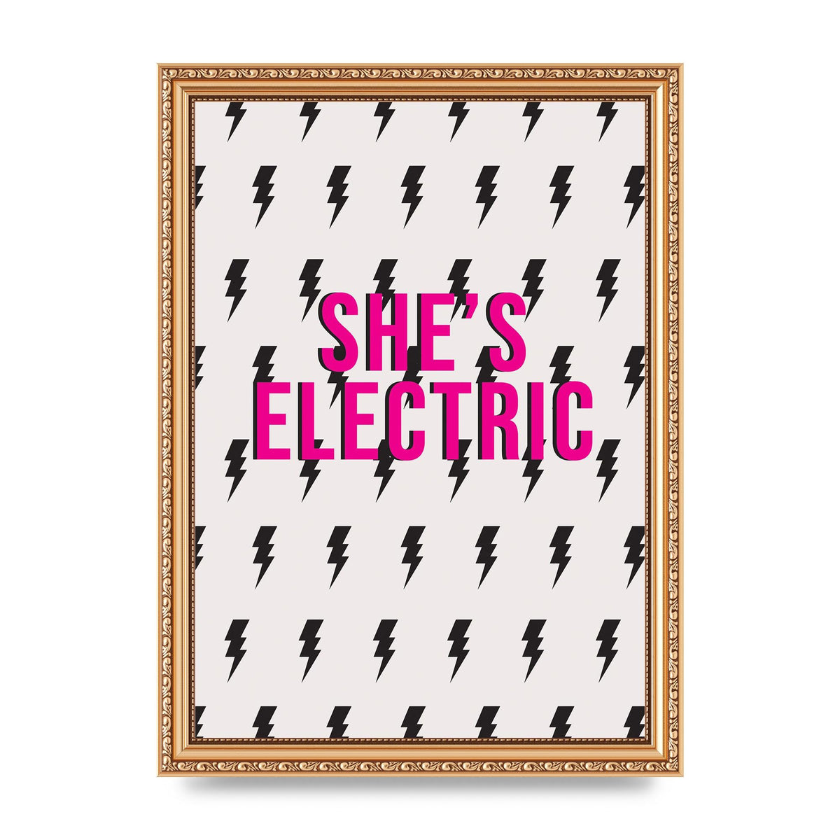 Shes Electric Pattern Wall Art - A4 framed