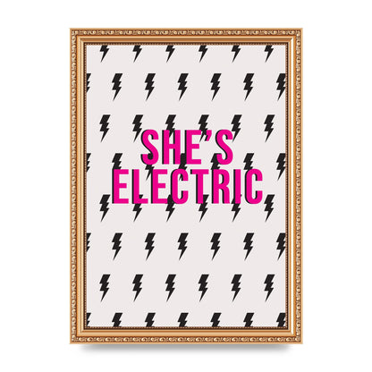 Shes Electric Pattern Wall Art - A4 framed