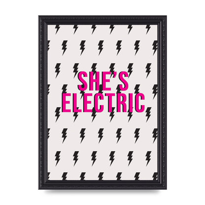 Shes Electric Pattern Wall Art - A4 framed