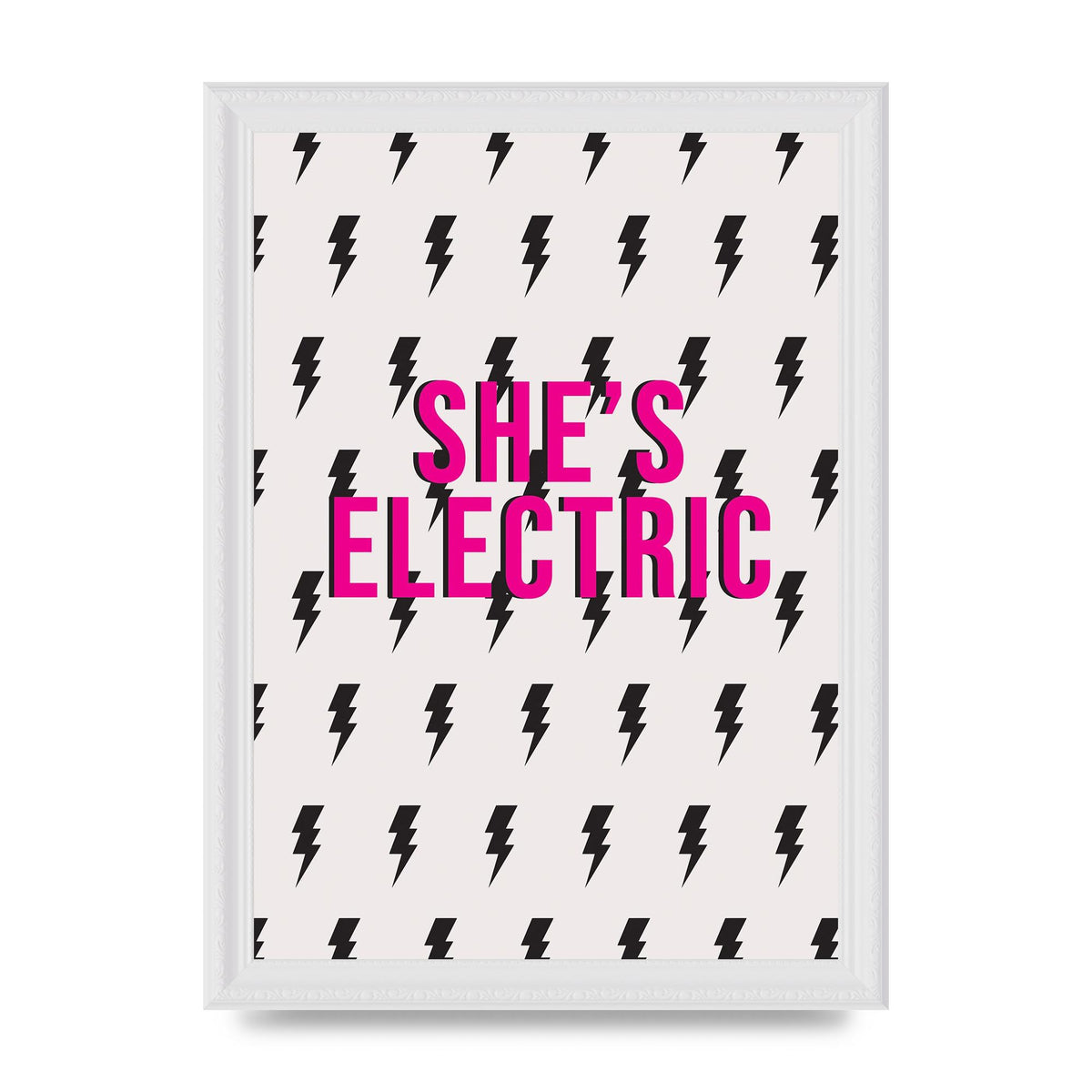 Shes Electric Pattern Wall Art - A4 framed
