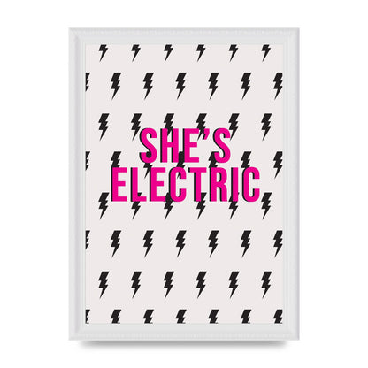 Shes Electric Pattern Wall Art - A4 framed