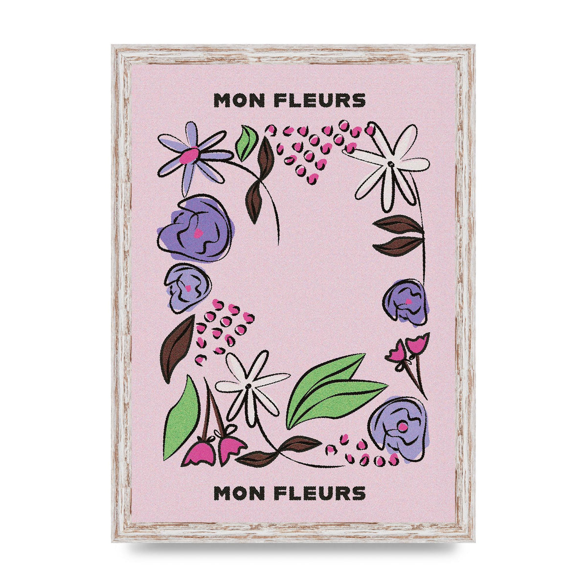 Mon Fleur Illustration Retro 2 Art For The Home - A3 framed