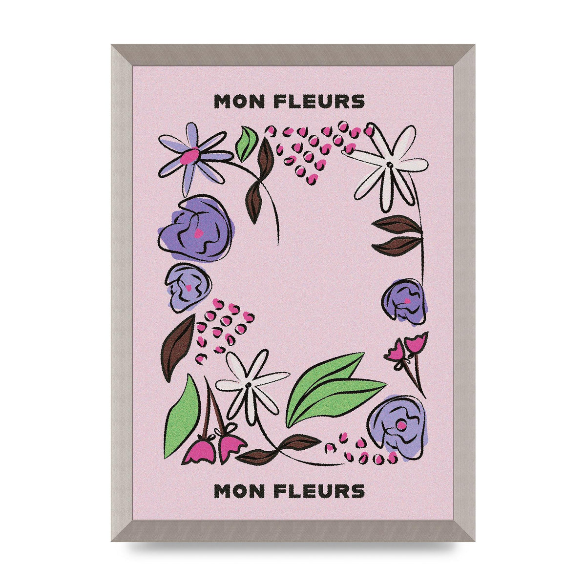 Mon Fleur Illustration Retro 2 Art For The Home - A3 framed