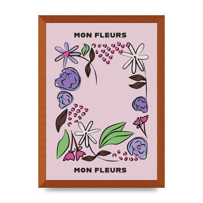 Mon Fleur Illustration Retro 2 Art For The Home - A3 framed