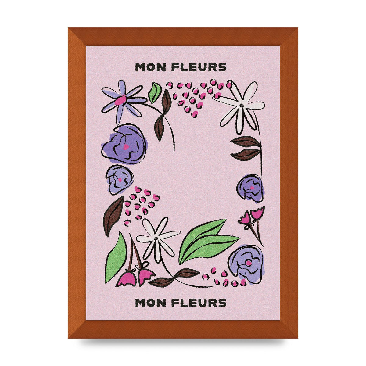 Mon Fleur Illustration Retro 2 Art For The Home - A4 framed