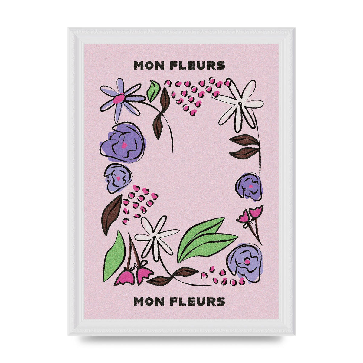 Mon Fleur Illustration Retro 2 Art For The Home - A4 framed