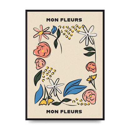 Mon Fleur Illustration Retro Printed Poster - A2 framed