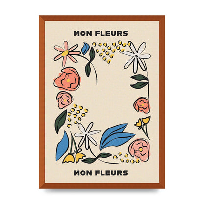 Mon Fleur Illustration Retro Printed Poster - A2 framed