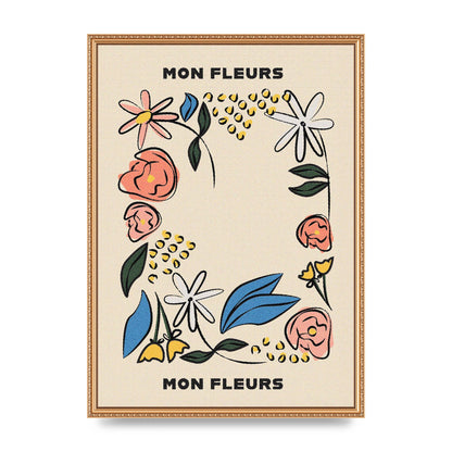 Mon Fleur Illustration Retro Printed Poster - A2 framed