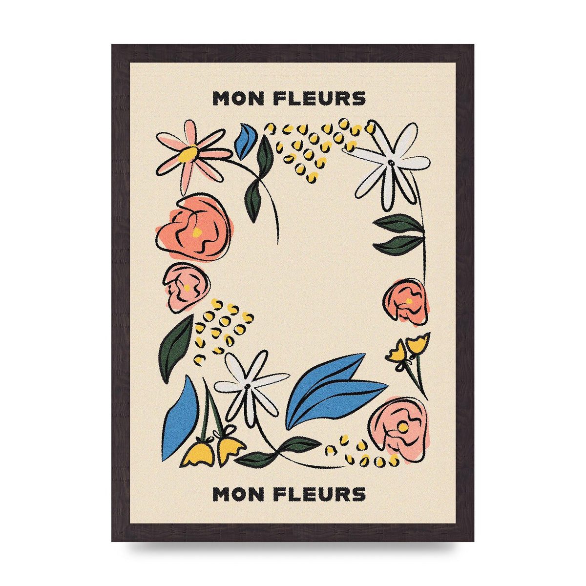 Mon Fleur Illustration Retro Printed Poster - A3 framed