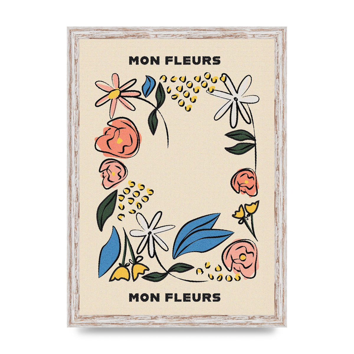 Mon Fleur Illustration Retro Printed Poster - A3 framed
