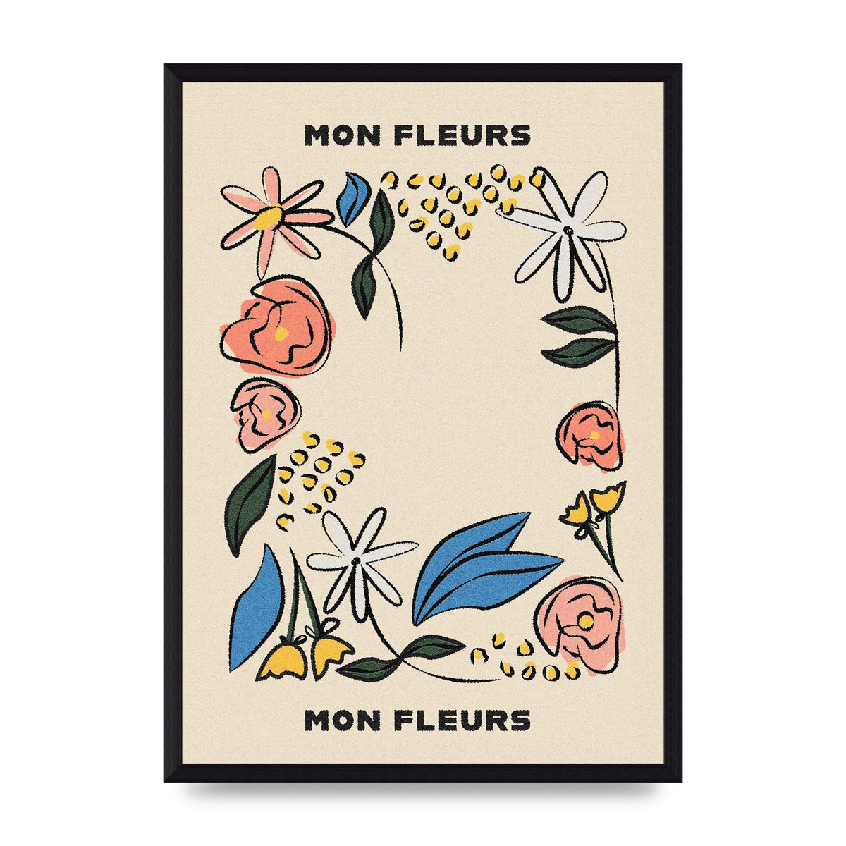 Mon Fleur Illustration Retro Printed Poster - A3 framed