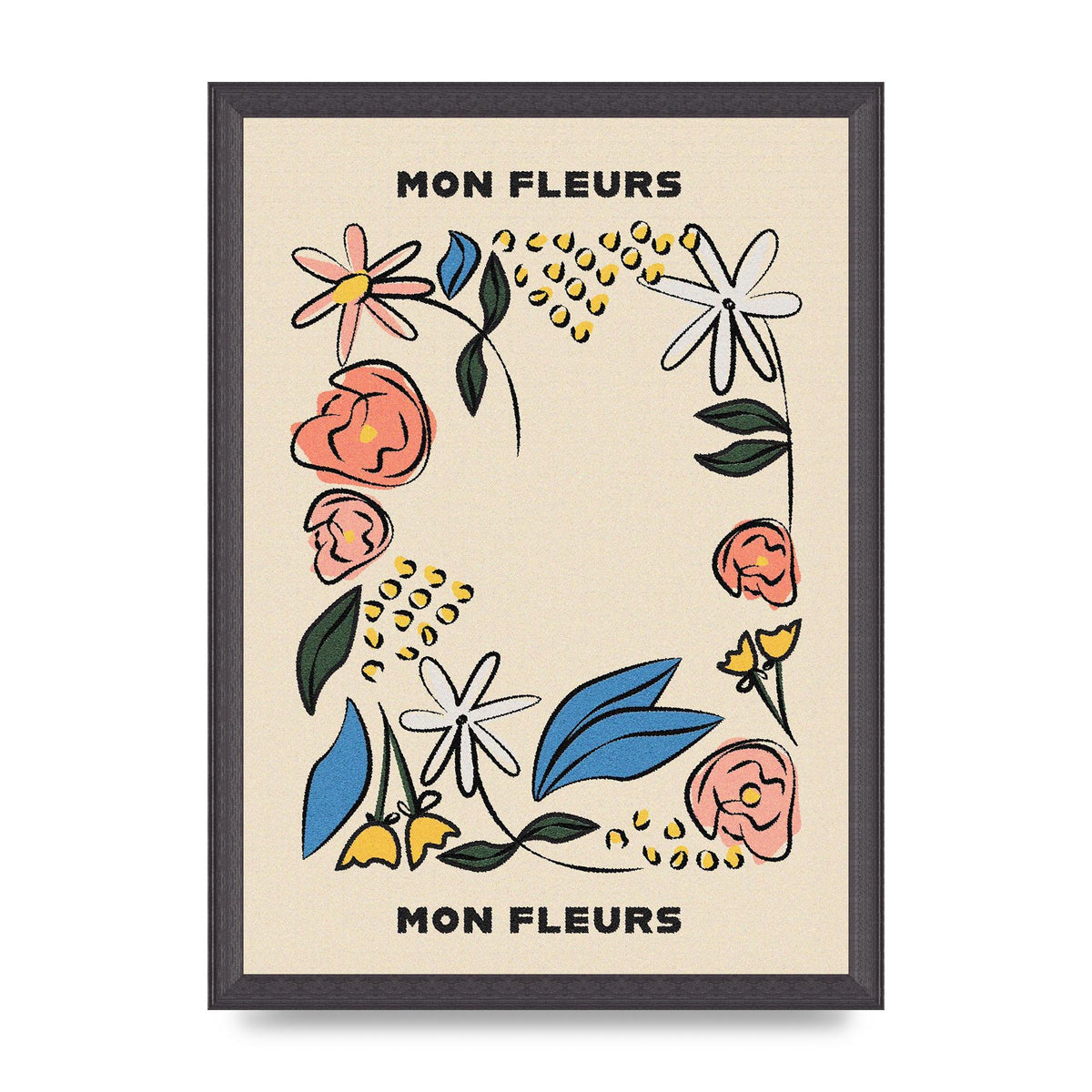 Mon Fleur Illustration Retro Printed Poster - A3 framed