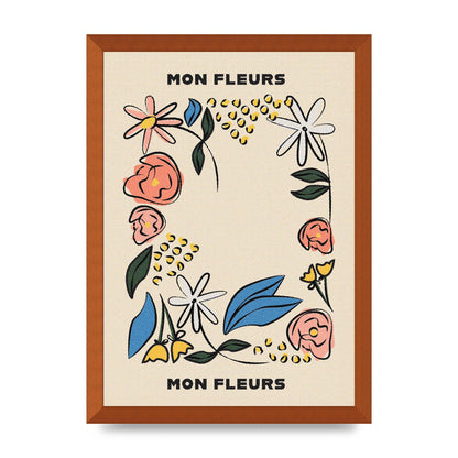 Mon Fleur Illustration Retro Printed Poster - A3 framed