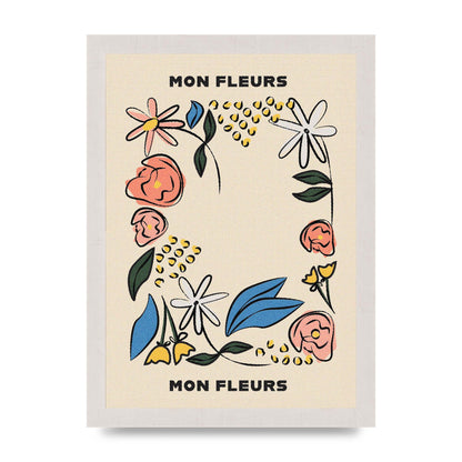 Mon Fleur Illustration Retro Printed Poster - A4 framed