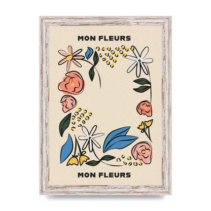 Mon Fleur Illustration Retro Printed Poster - A4 framed