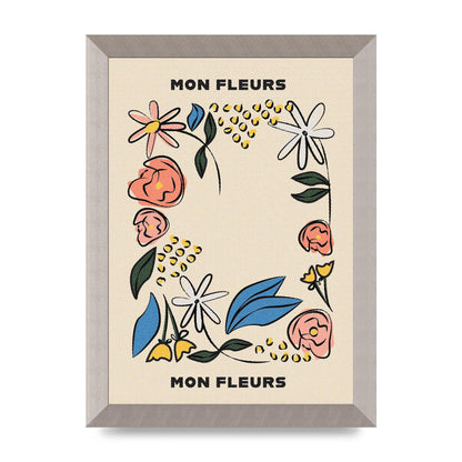 Mon Fleur Illustration Retro Printed Poster - A4 framed