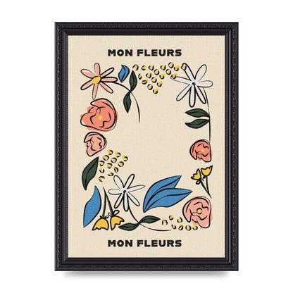 Mon Fleur Illustration Retro Printed Poster - A4 framed