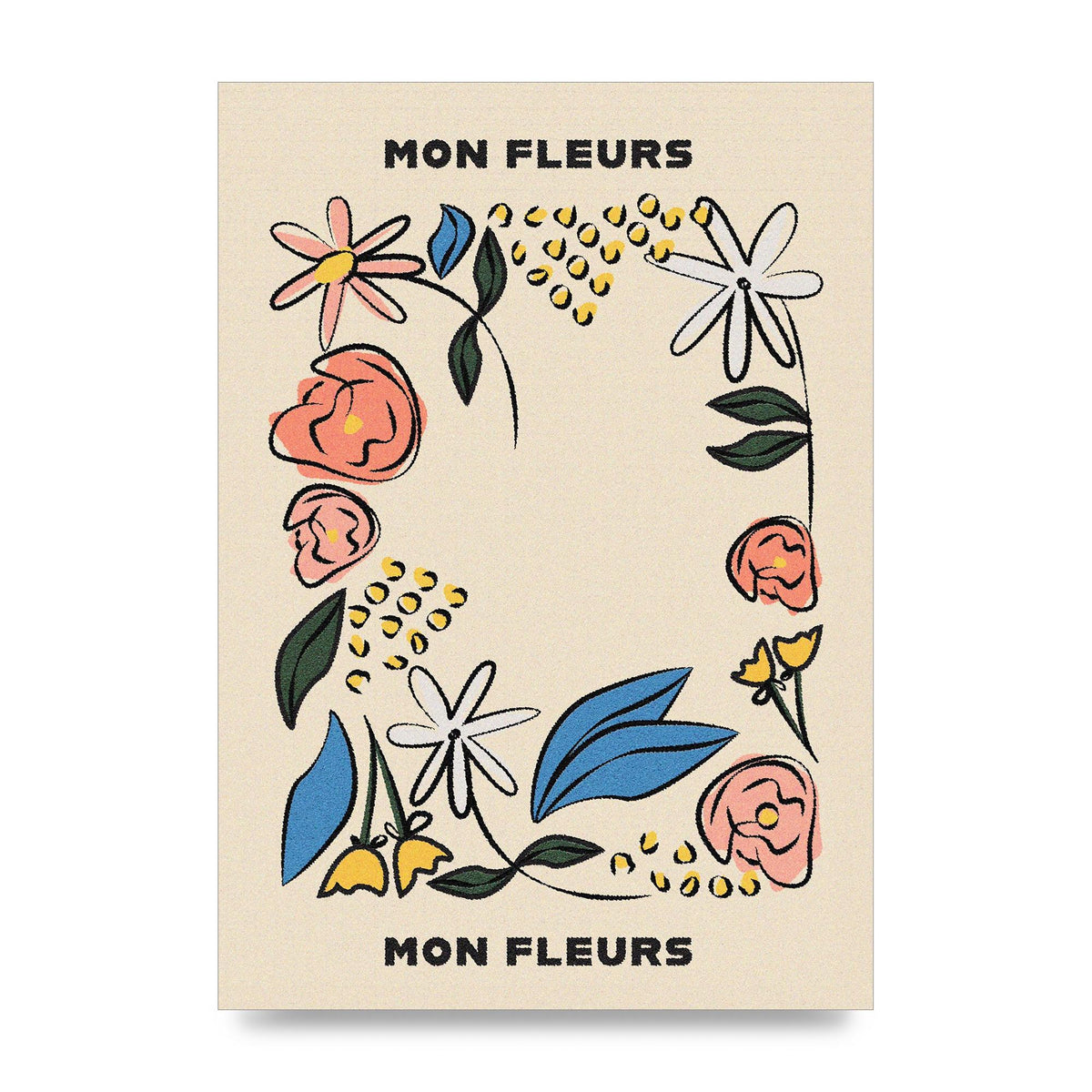 Mon Fleur Illustration Retro Printed Poster - unframed print