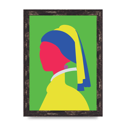 Painting Recreation Girl With The Pearl Earring Wall Art - A4 framed