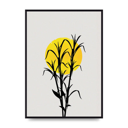 Watercolour Sun Plant Wall Art - A2 framed