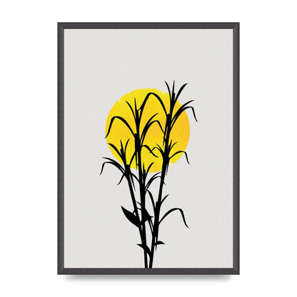 Watercolour Sun Plant Wall Art - A2 framed